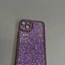 FABSPARK Case for iPhone 15 Plus, Glitter Crystal Diamond Rhinestones Sequin Shiny Bling Sparkly Glossy Luxury Electroplated Case, Aesthetic Cute Full Protection for iPhone 15 Plus, Purple