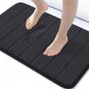 Buganda Memory Foam Bath Mat, 24" x 16", Ultra Soft and Non-Slip Bathroom Rugs, Water Absorbent and Machine Washable Bath Rug for Bathroom, Shower, and Tub, Black