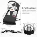 HKAI Baby Bouncer, Portable Baby Bouncer Seat for Babies 0-18 Months, 100% Cotton Fabrics, 3 Modes of use with Rocker and Stationary Options, Infant Rocker Chair with Hanging Toys-Dark Grey