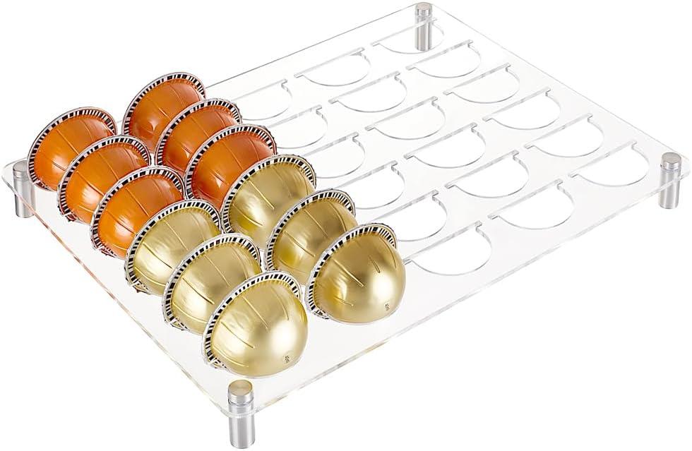 PH PandaHall Coffee Pods Holder, Coffee Storage Organizer Holds 30 Pods Coffee Storage Tray Organizer Stand Drawer Insert Drawer Pod Portable Transparent Acrylic Drawer for Home Countertop Office