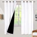 BGment Thermal Insulated 100% Blackout Curtains for Bedroom with Black Liner, Double Layer Full Room Darkening Noise Reducing Grommet Curtain (52 x 72 Inch, Pure White, 2 Panels)