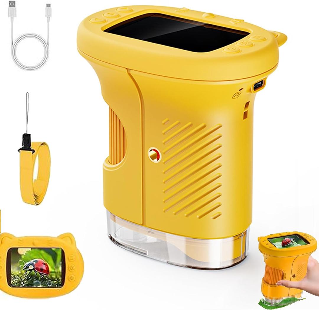 Aurorahaven Microscope, 1000x Kids Microscope with Built-in Photo & Video Camera, 2.4" 4k Screen  1000x Microscopes, Educational Gift for Boys & Girls Ages 312 (Orange)