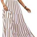 PRETTYGARDEN Womens Dresses 2025 Summer Striped Sleeveless Maxi Dress Casual Spaghetti Strap Tiered Flowy Beach Long Dress(Striped Khaki,Medium) at Amazon Womens Clothing store