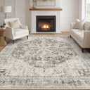 Tortania Area Rug Living Room Rugs - 8x10 Washable Boho Rug Vintage Oriental Distressed Farmhouse Large Thin Indoor Carpet for Living Room Bedroom Under Dining Table Home Office - Brown Blue