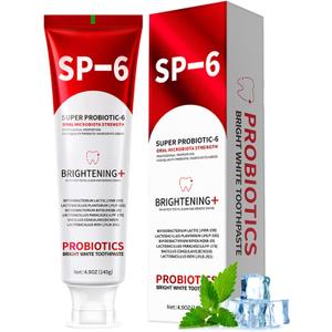 SP-6 Probiotics Whitening Toothpaste - Probiotics for Teeth Whitening and Gum Health - Enamel-Safe, Fluoride-Free, Double Mint Flavor, Fresh Breath (145)