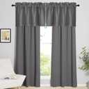 NICETOWN Grey Valances for Windows - Thermal Insulated Room Darkening Kitchen Curtain Rod Pocket Bathroom Valances for Living Room Bedroom Cafe, 1 Panel, 42 x 16 Inch Long