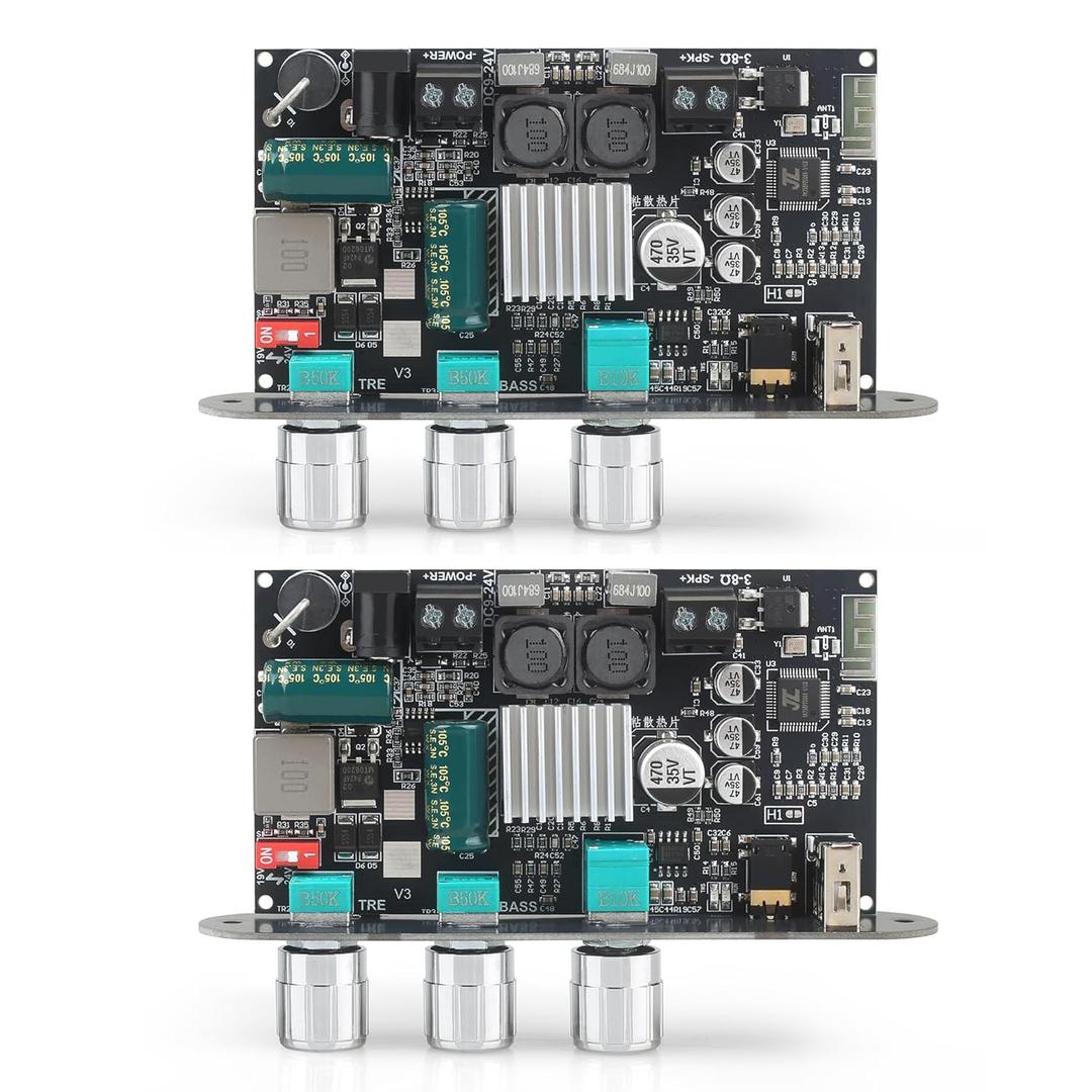 2PCS ZK-1001U Mono Amplifier Board with TWS, 100W Power Output, Vehicle Amplifier Wide Voltage Input 9-24V, Supports USB/AUX/Bluetooth