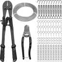 TooTaci 1/16" Wire Rope Kit, 200FT 1/16 Vinyl Coated Stainless Steel Cable with Wire Rope Crimping Tool Kit & Turnbuckle, Tension Cable for String Light Hanging, Garden Trellis, Curtain