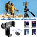 Camera Tripod, 75 Heavy Duty Tripod for Camera with Phone Holder and Travel Bag, Compatible with Video Camera, DSLR, Spotting Scopes, Camcorder, GoPro, Cell Phone, Max Load 16LB (Black)