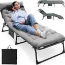 ropoda Camping Cot, Adjustable 4-Position Folding Cot with Cozy Mattress, Lawn Chair Camping Cots for Adults with Breathable Fabric Steel Frame, Lounge Chair for Camping, Spare Bed, Patio (Grey)