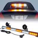 Xprite 27" White Amber LED Emergency Traffic Advisor Strobe Warning Light Bar w/21 Flashing Patterns Cigarette Lighter, for Vehicles Trucks SUV ATV Suction Cup Mounting Global Recycled Standard
