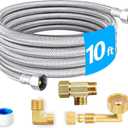 Dishwasher Installation Kit - 10 FT Stainless Steel Braided Dishwasher Hose kit,Food Grade PEX Inner Tube Water Line with Add A Tee,3/8"MIP Elbow,3/8"x3/4"FHT Elbow