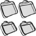 4Pcs Clear PVC Organizing Bag Waterproof Zippered Toy Storage Bag Large Capacity Block Organizer Case with Mesh Side Pocket and Handle Board Game Storage Organizer for Toy Building Blocks US