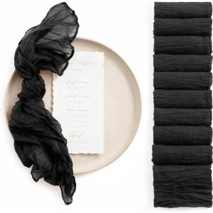 Ling's Moment Luxury Cloth Wedding Napkins  19x19 Inch Reusable Cheesecloth Linen Napkins for Wedding Reception, Bridal Shower, Dinner Table  Washable, Durable (Set of 10), [Black]