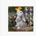 Lartiso Deco Garden Statues Bunny Polyresin Statue,Three Cute Rabbits Standing,Animal Decoration Indoor and Outdoor,for Home Garden Patio