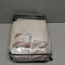 Room Darkening Bedroom Cream Curtains 96 Inches Long 2 Panels Set, Blackout Flax Linen Pleated Drape Thermal Soundproof Heavy Curtain with Back Tab Rod Pocket for Dining Room 50x96 Inch Large Window