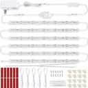 Under Cabinet LED Lighting Kit for Kitchen Cabinet Counters Shelf Closet. 6 PCS 12 Inches Light Strip with Adapter Switch Dimmer Extension Cable. Plug in. Dimmable. 1500 Lumen. Warm White 2700K