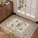 2x3 Entryway Rug with Insect Print - Indoor Non-Slip Small Bug Rug for Front Door, Low Pile Machine Washable Throw Carpet for Entryway, Kids Nursery, Bedroom, Kitchen, Laundry, Bathroom (2'x3' Beige)
