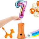 Balloon Pump Electric, Air Balloon Pump Portable Long Animal Blower Machine Blue/Orange/Pink/Purple 110-120V 30W Balloon Electric Pump Inflator Electric Balloon Pump for Party/Wedding/Birthday Decor
