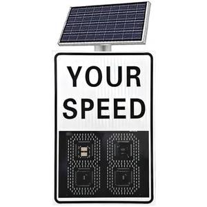 Solar Powered Radar Speed Sign 24x35in（60x90cm） LED Display Speed Detector Warning Sign for School Zone Parking Lot Road Safety Alert Driver Slow Down Speed Monitor (Yellow)