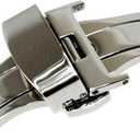 RECHERE Stainless Steel Push Button Butterfly Deployment Clasp for Leather Watch Band Strap (18mm, Silver)