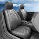 2 Pieces LB Front Car Seat Covers, Waterproof Nappa Leather Front Car Seat Protectors, Universal Auto Interior Fit for Sedans SUV Pick-up Truck, Grey