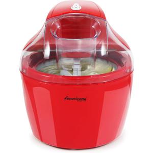 Americana EIM-1400R 1.5 Qt Freezer Bowl Automatic Easy Homemade Electric Ice Cream Maker, Ingredient Chute, On/Off Switch, No Salt Needed, Creamy Ice Cream, Gelato, Frozen Yogurt, Sorbet, Recipe Book