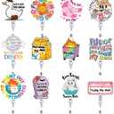Threehoney 12 Pcs Funny Badge Reel Cute Nurse Badge Holders Retractable Nursing Name ID Clip Fun Gift for Christmas Rn Doctor Medical Assistant Office Coworker Work Healthcare Accessories Bulk
