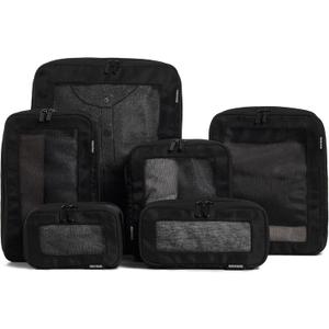 Aerotrunk Compression Packing Cubes for Travel - Luggage Organizer Bags - Double Zipper Packing Cubes for Suitcases (6-Pack, Black)