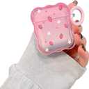 Compatible with Airpods Case Strawberry, Cute Case with Keychain for Women Clear Thin Soft Silicone Kawaii Cartoon Protective Cover for AirPods 2&1 Charging Case (Pink)