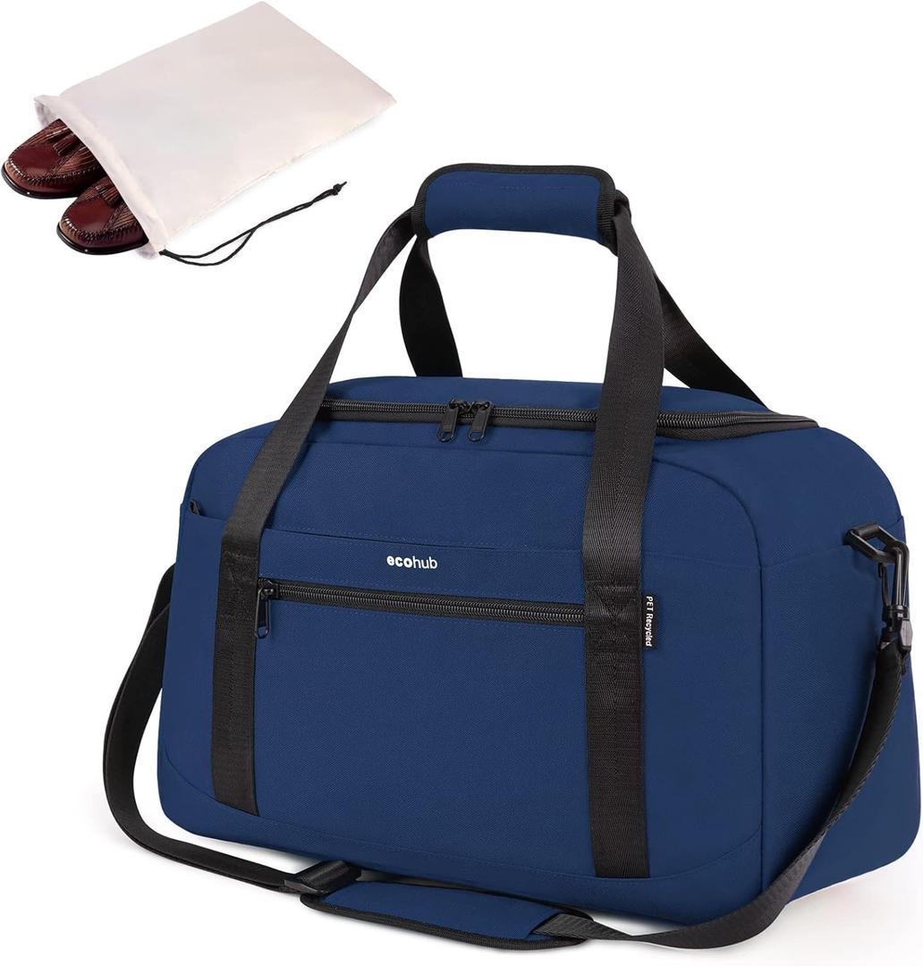 ECOHUB Personal Item Bag 16'' Small Duffel Bag Travel Bag WeekenderBag GymBag Tote Duffel bag Overnight Bags Travel Essentials for Women and Men Shoulder Bag Carry On Shoes Bag (Blue)