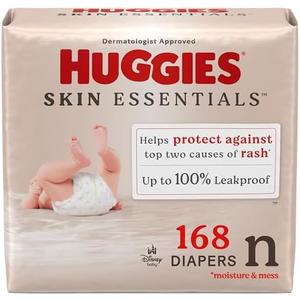 Huggies Size Newborn Diapers, Skin Essentials Baby Diapers, Size Newborn (6-9 lbs), 168 Count