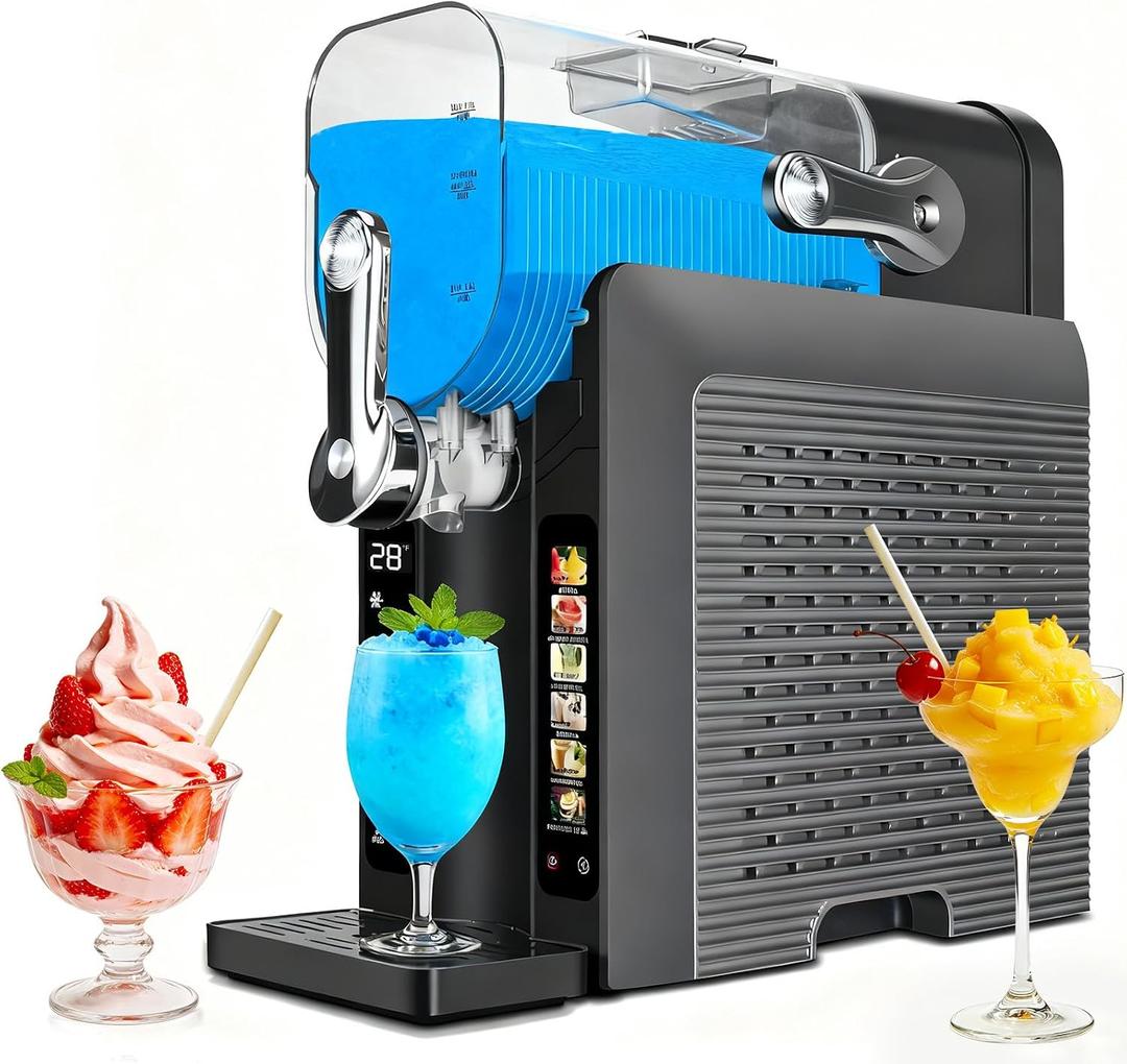 Slushie Machine for Home - 88oz Frozen Drink Maker Slushy Machine, 2-In-1 Soft Ice Cream Maker, 6 Preset Programs| Slushie, Cocktails, Frappés, Ice Cream, Smoothies, Milkshakes (Screen Version） (EXP 07/06/26)
