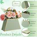 Noveread 24 Pcs Mother's Day Floral Gift Bags Bulk Portable Flower Bouquet Wrapping Paper Bag with Handle Waterproof Florist Wrap Centerpiece Box for Women Anniversary Wedding Birthday(Sage Green)