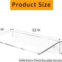 12 Inch L-Shaped Acrylic Floating Shelf Wall Mounted Shelves Invisible 5MM Thick Shelf for Wall Storage Clear Shelves for Makeup Photo Picture Book Record Display 2 Pack