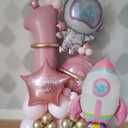 6 Pack Pink Rocket Balloons - Space Theme Party Decorations, Aluminum Foil Balloons for Birthday, Baby Shower, NASA Events