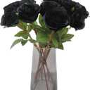 Hananona Black Artificial Roses for Flower Arrangement, 12 Pcs Silk Black Roses Bouquet for Halloween Home Decoration, Faux Black Roses for Halloween and Gothic Decoration