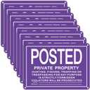 8 Pcs Large Posted No Trespassing Signs Private Property 10 x 14 Inch Metal No Hunting Sign Rust Free Aluminum, UV Printed, High Visibility for Indoor or Outdoor (Purple)
