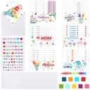Thiccywoov 48 Set Mother's Day Craft Kit DIY Thumbprint Mother's Day Greeting Card with 18 Pcs Finger Paints 2 PC Marker 2 PC Sticker for Mom Gift Home Classroom Fun Activities DIY Craft