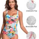 Underwire Tankini Tops for Women - Tummy Control Swim Top Only 2025 Twist Front Bathing Suit Top No Bottom (L)