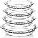 4 Packs Glass Pie Plates, MCIRCO Deep Pie Pans Set (7"/8"/9"/10"), Pie Baking Dishes with Handles for Baking and Serving, Clear