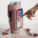 B•WELL Water Bottle Sling Bag with Adjustable Strap& Convenient Phone Pocket. Pink