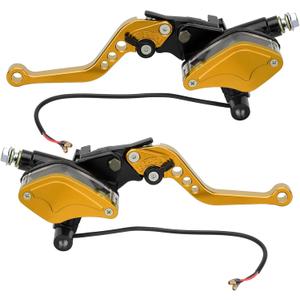 Motorcycle Brake Clutch Pump Lever 7/8" 22mm Dual Hydraulic Master Cylinder Reservoir CNC Left & Right Set Universal Replacement for Harley Honda Kawasaki Suzuki Yamaha (Gold)