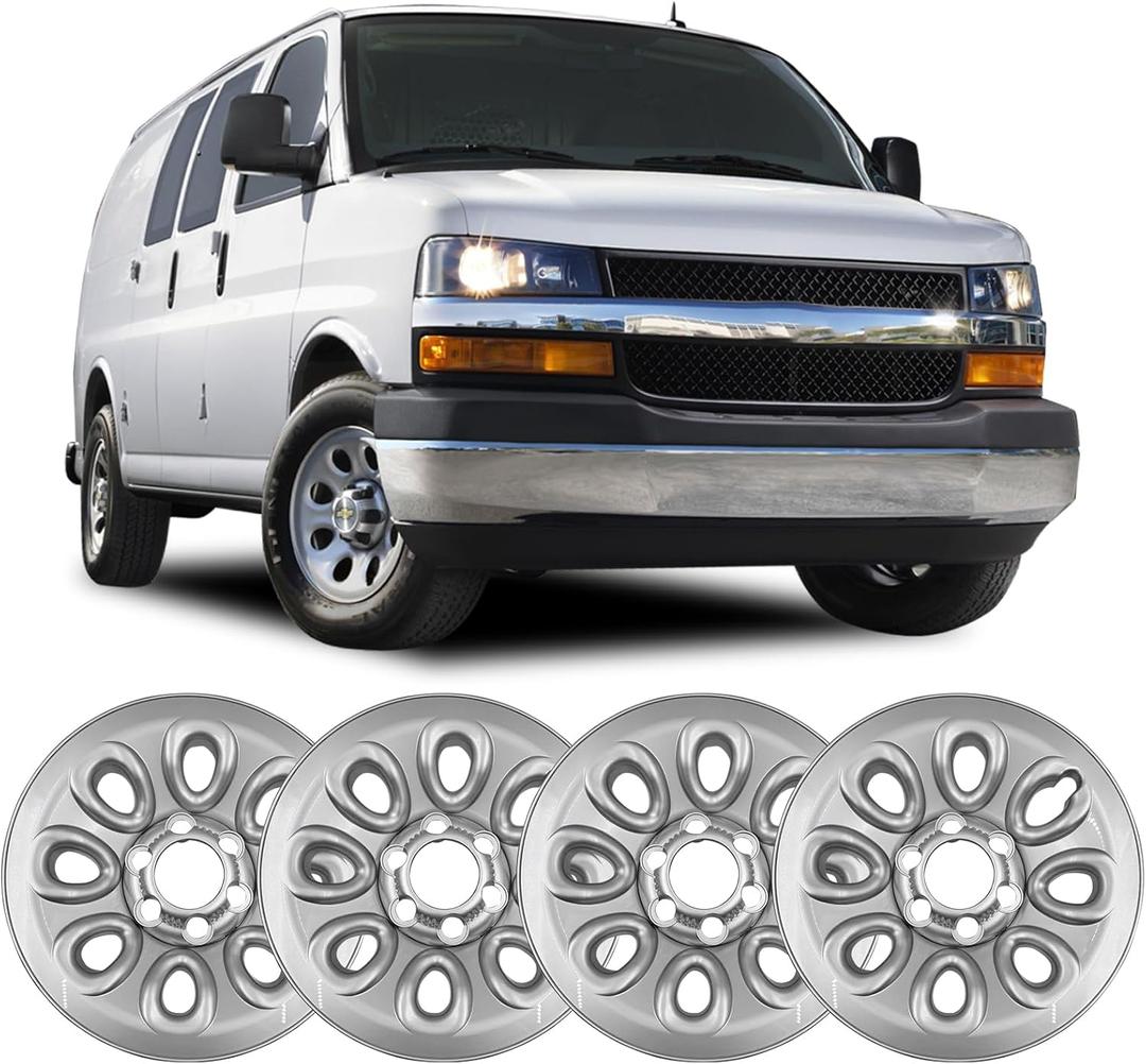IMP-64X-17, IMP-64X 17" 6 Lug Chrome Wheel Skins Rim Simulators Hubcaps Covers Compatible with 2005-2015 Chevy Silverado 1500/Avalanche/Suburban/Tahoe/Express 1500 Series Van 