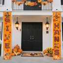 2 x OHOME Thanksgiving Decorations - GIVE THANKS Porch Banner | Fall Decor for Indoor Outdoor Outside - Friendsgiving Party Decorations Autumn Pumpkin Welcome Door Sign for Home Yard Wall (orange)