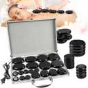 Hot Stones Massage Warmer Kit, 20Pcs Hot Stones Massage Set Portable Hot Stone with Heater, Basalt Hot Rocks Massage Stone, Professional Massage Tools for or Home SPA, Relaxing, Healing, Pain Relief