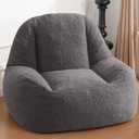 Homguava Bean Bag Chairs for Adults,Giant Beanbag Couch Adult Bean Bag Chair with Filler Included,Modern Lazy Sofa Comfy Chair for Living Room(Dark Grey)