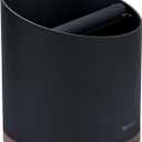 Normcore Espresso Knock Box, 1L Capacity Holds 20-25 Espresso Pucks, Stainless Steel with Walnut Non-Slip Base, Knock Bin For Home Baristas, Black