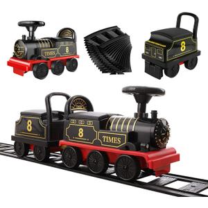 Ride on Train Toys Electric TrainSet with Track 2 Seaters Cargo Car,Music,Light Christmas Birthday Gifts for Toddlers Kids Boys Girls