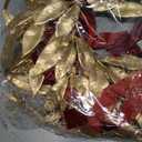 Christmas Wreath Golden Leaves Xmas Wreath Artificial Garland Door Front Hanging Garland for Xmas Festival Door Wall Windows Decor 3 PCS